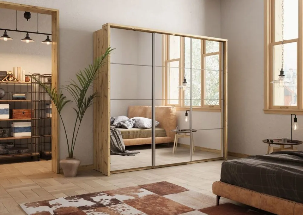 Lenart Szafy Do Przedpokoju|Szafy Do Sypialni*Szafa trzydrzwiowa z lustrem Arti AR-27 dąb shetland