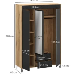 Mebelbos Szafy Do Przedpokoju|Szafy Do Pokoju Młodzieżowego*Szafa trzydrzwiowa z lustrem 3D2S Bellano