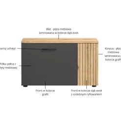 Mebelbos Szafki Na Buty Do Przedpokoju*Szafka na buty Esteban grafit/dąb evok z lamelami