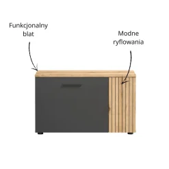 Mebelbos Szafki Na Buty Do Przedpokoju*Szafka na buty Esteban grafit/dąb evok z lamelami