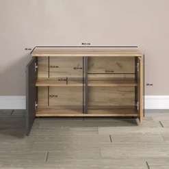 Mebelbos Szafki Na Buty Do Przedpokoju*Szafka na buty Esteban grafit/dąb evok z lamelami