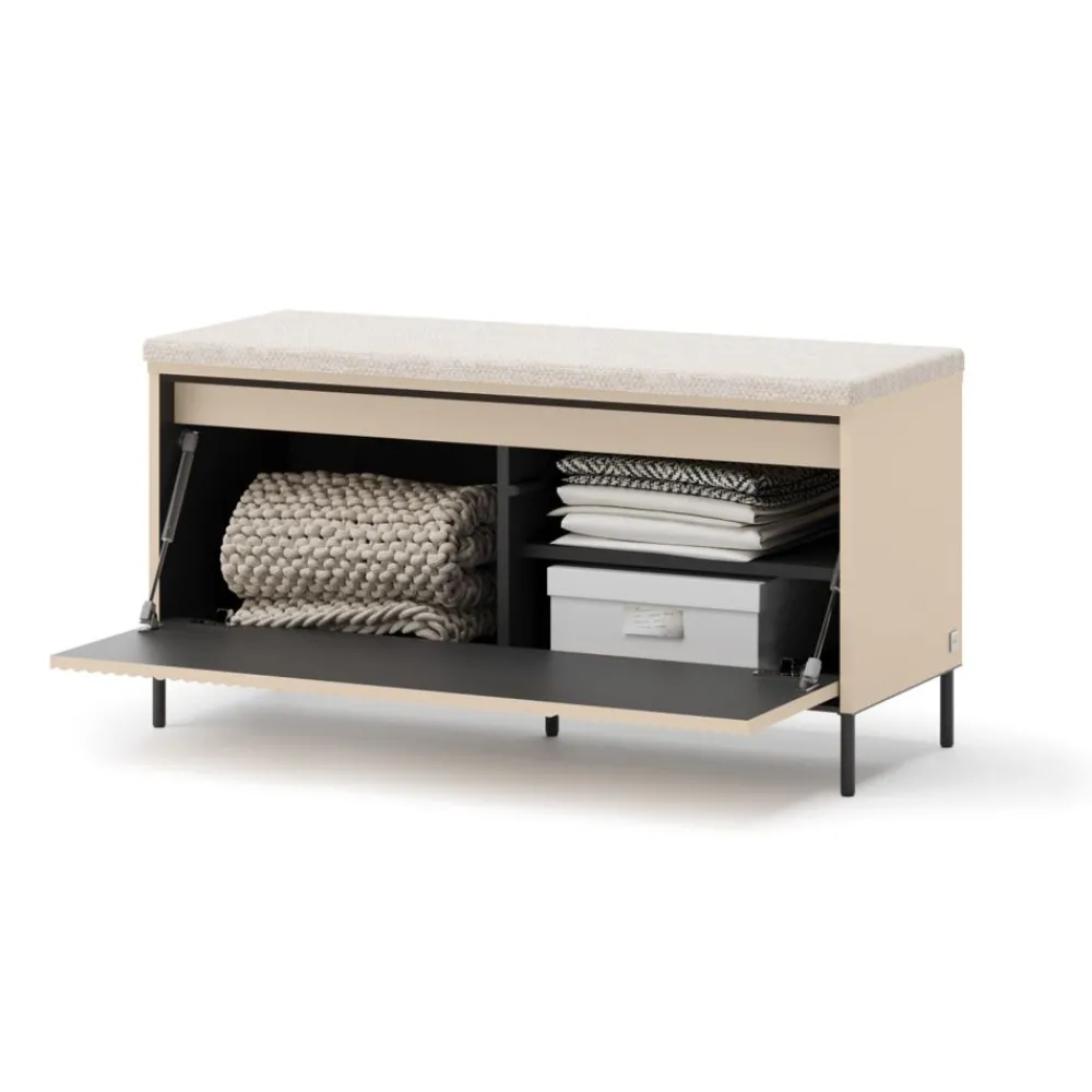 Lenart Szafki Na Buty Do Przedpokoju|Komody Do Przedpokoju*Szafka na buty z siedziskiem z LED TREND TG-05 Beż piaskowy + czarny