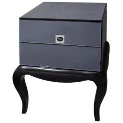 ArteHome Komody*Szafka nocna Bresso glamour czarne lustrzane elementy na drewnianych nóżkach 55/45/62 cm