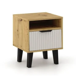 Dzieci Mebelbos Szafki Nocne Do Pokoju Młodzieżowego|Szafki Nocne Do Pokoju Dziecięcego*Szafka nocna dab artisan i kaszmir 1S, ryflowany front BORG DUO