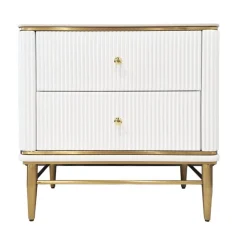 ArteHome Komody*Szafka nocna glamour Violino o biało-złotym wykończeniu