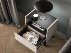 ML Meble Szafki Nocne*Szafka nocna kaszmirowa Freshion 06 cashmere/czarny - szafka 1S