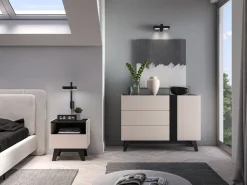 ML Meble Szafki Nocne*Szafka nocna kaszmirowa Freshion 06 cashmere/czarny - szafka 1S