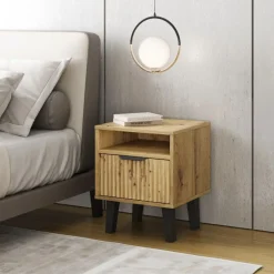Dzieci Mebelbos Szafki Nocne Do Pokoju Młodzieżowego|Szafki Nocne Do Pokoju Dziecięcego*Szafka nocna 1S, ryflowany front dąb artisan BORG DUO