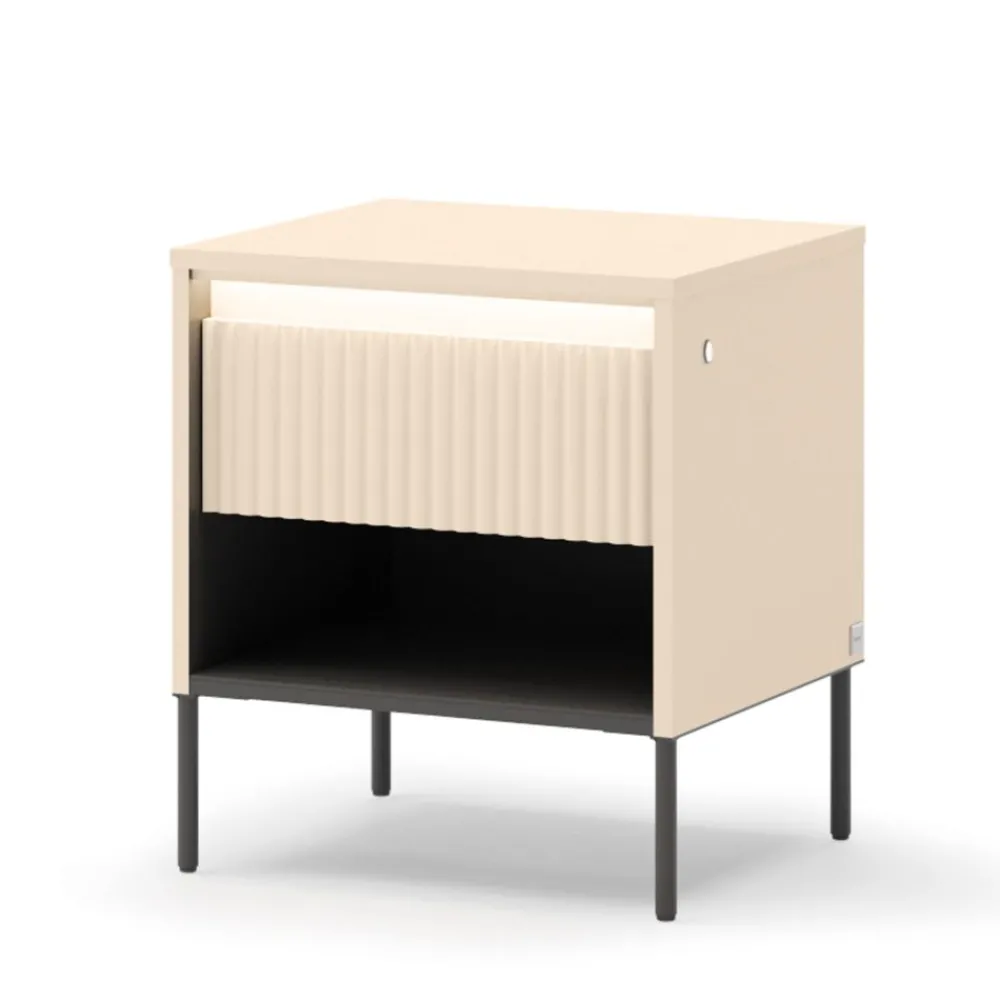 Lenart Szafki Nocne Do Pokoju Młodzieżowego|Szafki Nocne Do Sypialni*Szafka nocna z LED do sypialni TREND TS-10 Beż piaskowy + czarny
