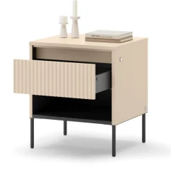 Lenart Szafki Nocne Do Pokoju Młodzieżowego|Szafki Nocne Do Sypialni*Szafka nocna z LED do sypialni TREND TS-10 Beż piaskowy + czarny
