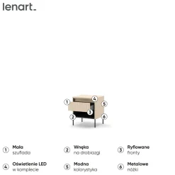 Lenart Szafki Nocne Do Pokoju Młodzieżowego|Szafki Nocne Do Sypialni*Szafka nocna z LED do sypialni TREND TS-10 Beż piaskowy + czarny