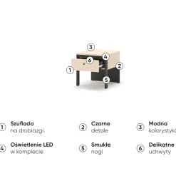 Lenart Szafki Nocne Do Pokoju Młodzieżowego|Szafki Nocne Do Sypialni*Szafka nocna z szufladą ENNA EN-05 beż piaskowy