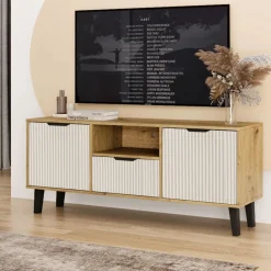 Mebelbos Szafki Rtv Do Salonu|Szafki Rtv*Szafka RTV dab artisan i kaszmir, ryflowane fronty BORG DUO