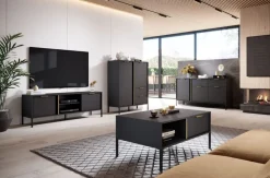 Laski Meble Szafki Rtv Do Salonu|Szafki Rtv*Szafka RTV do salonu antracyt złoto Lars 203