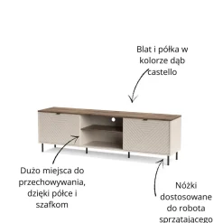 Mebelbos Szafki Rtv*Szafka RTV do salonu EVO 2D/180 cm kaszmir / dąb castello EO-03