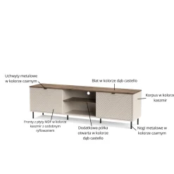 Mebelbos Szafki Rtv*Szafka RTV do salonu EVO 2D/180 cm kaszmir / dąb castello EO-03