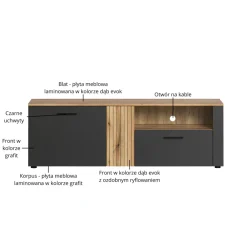 Mebelbos Szafki Rtv Do Salonu|Szafki Rtv*Szafka RTV Esteban 150 cm – nowoczesna szafka grafit/dąb evok z szufladą i wnęką