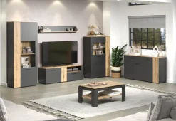 Mebelbos Szafki Rtv Do Salonu|Szafki Rtv*Szafka RTV Esteban 150 cm – nowoczesna szafka grafit/dąb evok z szufladą i wnęką