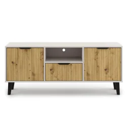 Mebelbos Szafki Rtv Do Salonu|Szafki Rtv*Szafka RTV kaszmirowa z debem artisan, ryflowane fronty BORG DUO