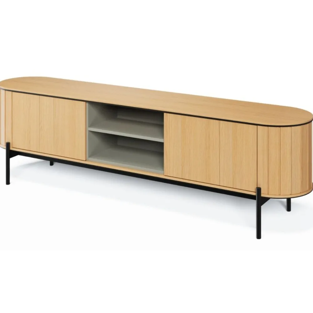 Lenart Szafki Rtv Do Salonu|Szafki Rtv*Szafka RTV półokrągła 200 cm Rotto RT-06 dąb vincenza/eukaliptus