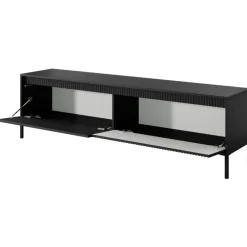 Laski Meble Szafki Rtv Do Salonu|Szafki Rtv*Szafka RTV ryflowana z szafkami 187 cm Senso 2d czarna