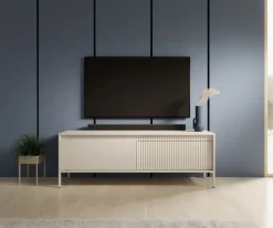 Laski Meble Szafki Rtv Do Salonu|Szafki Rtv*Szafka RTV ryflowana z szafkami Senso 2d beżowa