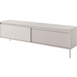 Laski Meble Szafki Rtv Do Salonu|Szafki Rtv*Szafka RTV ryflowana z szafkami 187 cm Senso 2d beżowa