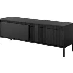 Laski Meble Szafki Rtv Do Salonu|Szafki Rtv*Szafka RTV ryflowana z szafkami Senso 2d czarna