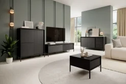 Laski Meble Szafki Rtv Do Salonu|Szafki Rtv*Szafka RTV ryflowana z szafkami Senso 2d czarna