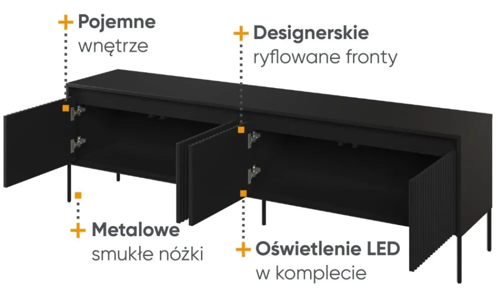 Lenart Szafki Rtv Do Salonu|Szafki Rtv*Szafka RTV z lamelami Trend TR-06 czarna