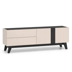 ML Meble Szafki Rtv*Szafka RTV z szufladami Freshion 05 cashmere/czarny - RTV2D2S