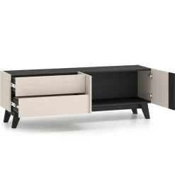 ML Meble Szafki Rtv*Szafka RTV z szufladami Freshion 05 cashmere/czarny - RTV2D2S
