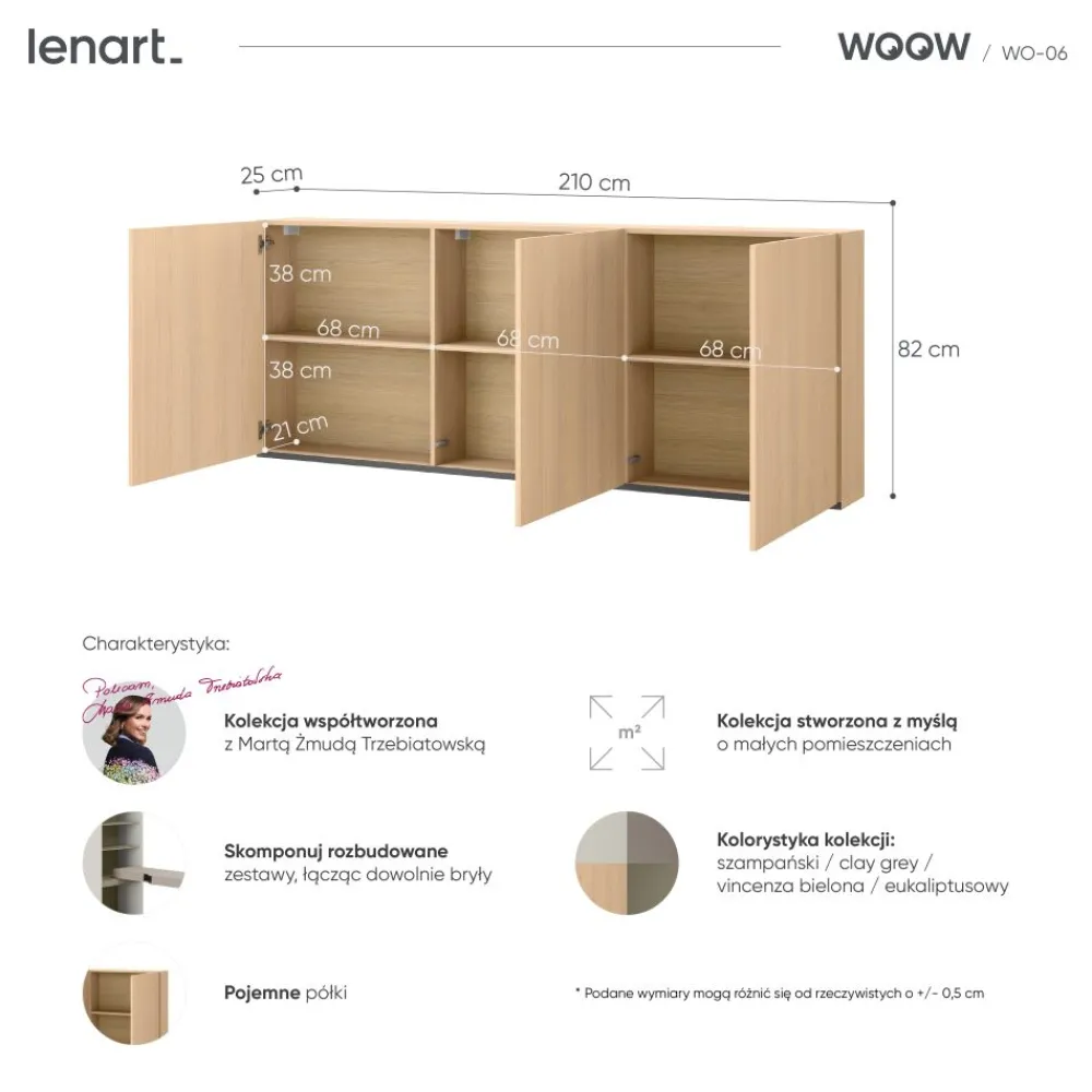 Dzieci Lenart Szafki I Regały Do Biura|Szafki I Regały Do Pokoju Młodzieżowego*Szafka wisząca trzydrzwiowa WO-06 Woow dąb vincenza bielona