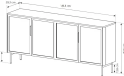 Laski Meble Komody Do Jadalni|Komody Do Sypialni*Szerok komoda Lumi 4D – dąb dunin / czerń z przeszklonymi frontami i oświetleniem LED