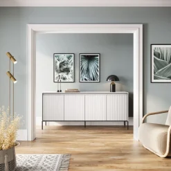 Dzieci Lenart Komody Do Biura|Komody Do Przedpokoju*Szeroka komoda ryflowana   Trend TR-04 biała