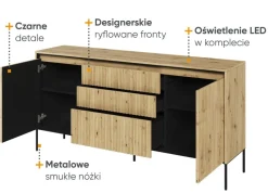 Dzieci Lenart Komody Do Biura|Komody Młodzieżowe*Szeroka komoda ryflowana   Trend TR-01 dąb artisan