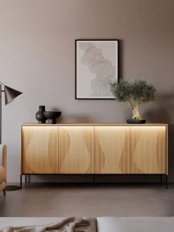 Lenart Komody Do Przedpokoju|Komody Do Jadalni*Szeroka komoda z oświetleniem LED Flow FW-04 dąb vincenza bielona/czarny