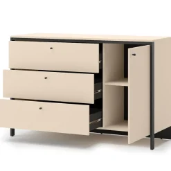 Lenart Komody Do Biura|Komody Do Przedpokoju*Szeroka komoda z szufladami i szafką ENNA EN-04 beż piaskowy