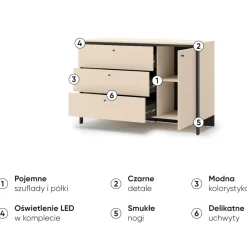 Lenart Komody Do Biura|Komody Do Przedpokoju*Szeroka komoda z szufladami i szafką ENNA EN-04 beż piaskowy