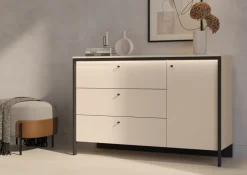 Lenart Komody Do Biura|Komody Do Przedpokoju*Szeroka komoda z szufladami i szafką ENNA EN-04 beż piaskowy