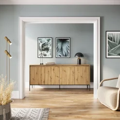 Dzieci Lenart Komody Do Biura|Komody Do Przedpokoju*Szeroka ryflowana komoda Trend TR-04 szara