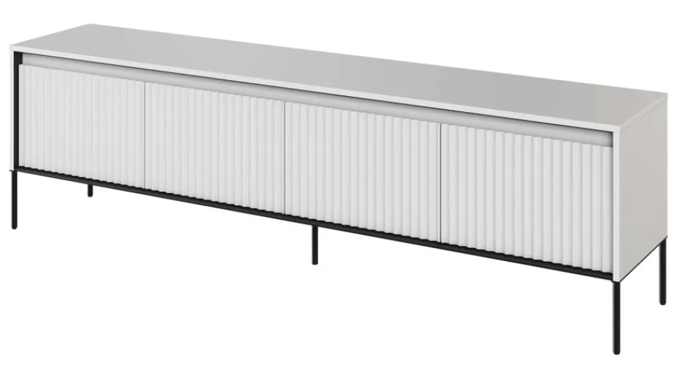 Lenart Szafki Rtv*Szeroka szafka RTV ryflowana Trend TR-06 biała