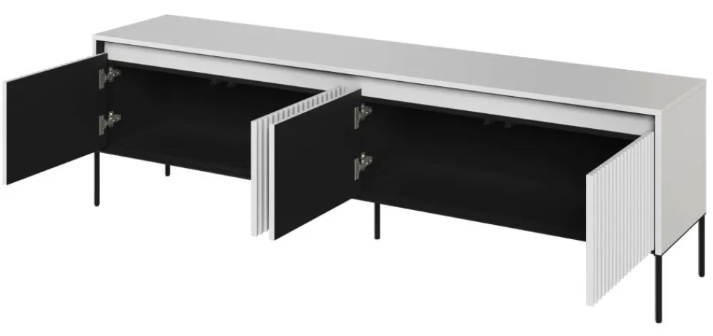 Lenart Szafki Rtv*Szeroka szafka RTV ryflowana Trend TR-06 biała