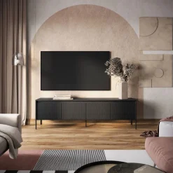 Lenart Szafki Rtv Do Salonu|Szafki Rtv*Szeroka szafka RTV z lamelami Trend TR-06 dąb artisan