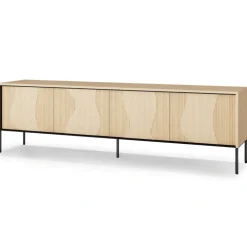 Lenart Szafki Rtv Do Salonu|Szafki Rtv*Szeroka szafka RTV z oświetleniem LED Flow FW-05 dąb vincenza bielona/czarny