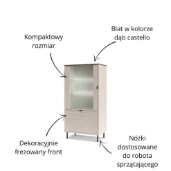 Mebelbos Witryny Do Jadalni|Witryny Do Salonu*Szeroka witryna loftowa do salonu EVO 1D1W kaszmir / dąb castello EO-07