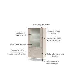 Mebelbos Witryny Do Jadalni|Witryny Do Salonu*Szeroka witryna loftowa do salonu EVO 1D1W kaszmir / dąb castello EO-07