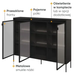 Lenart Szafki I Regały Do Biura|Witryny Do Jadalni*Szeroka witryna loftowa Trend TR-08 czarna