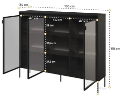 Lenart Szafki I Regały Do Biura|Witryny Do Jadalni*Szeroka witryna loftowa Trend TR-08 czarna