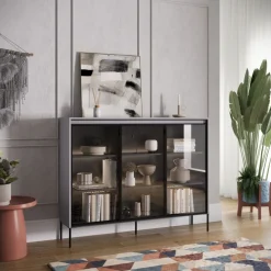 Lenart Szafki I Regały Do Biura|Witryny Do Jadalni*Szeroka witryna loftowa Trend TR-08 czarna